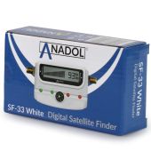 Anadol SF33 WHITE LCD digitaler Satfinder - Satelliten Messger&auml;t Justierung von Antennensch&uuml;sseln &amp; Flachantennen - Digitale Leuchtanzeige, Signalton, Verbindungskabel + deutsche Bedienungsanleitung