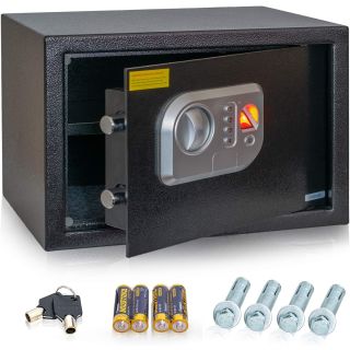 Anadol Tresor Deluxe, Elektronischer-Safe mit Zahlenschloss,  Fingerabdruck-Sensor, Doppelbolzen Verriegelung, Einbau-Tresor, Wandtresor,  Stahl-Safe