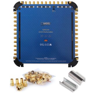 Anadol Gold Line 13/24 Multischalter für 3 Satelliten und 24 Teilnehmer, 37 vergoldete F-Stecker gratis