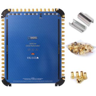 Anadol Gold Line 13/32 Multischalter für 3 Satelliten und 32 Teilnehmer, 45 vergoldete F-Stecker gratis