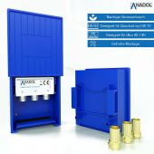 Anadol 2/1 Gold Line DiSEqC Schalter 2.0 mit Wetterschutzgeh&auml;use + 3x F-Stecker + Kabelbinder + D&uuml;bel Schrauben