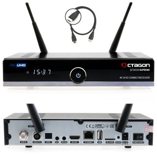 OCTAGON SF8008 UHD 4K Supreme Combo Receiver, Sat- Kabel- & DVB-T2 Receiver, E2 Linux & Define OS, Streaming Box, mit PVR Aufnahmefunktion, M.2 M Key (Schnittstelle), Gigabit LAN, IPTV, Bluetooth, Kartenleser, Sat to IP, Dualband WiFi WLAN