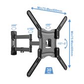 AXRED AX 400 Max TV Mount Wandhalterung 13-56 Zoll (33-142 cm) bis 35 kg, Fernseher Halterung schwenkbar neigbar Fernsehhalterung f&uuml;r Smart TV OLED QLED Curved, VESA 400x400