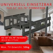 AXRED Titan Plus TV Mount Wandhalterung 32&rdquo;-70&rdquo; Zoll (81-177cm), Fernseher Halterung schwenkbar neigbar, Wand Fernsehhalterung f&uuml;r Smart TV OLED QLED LED Curved, VESA 600x400