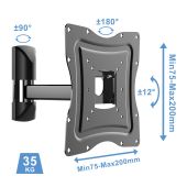AXRED AX-201 TV Mount Wandhalterung 13-42 Zoll (33-106cm) Halterung f&uuml;r Fernseher Monitor schwenkbar neigbar Wand Fernsehhalterung f&uuml;r Smart TV OLED QLED LCD 4K VESA 200x200mm