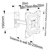 AXRED AX-201 TV Mount Wandhalterung 13-42 Zoll (33-106cm) Halterung f&uuml;r Fernseher Monitor schwenkbar neigbar Wand Fernsehhalterung f&uuml;r Smart TV OLED QLED LCD 4K VESA 200x200mm