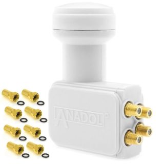 Anadol Gold Line Quattro LNB 0.1 dB inklusiv 8 vergoldete F-Stecker gratis